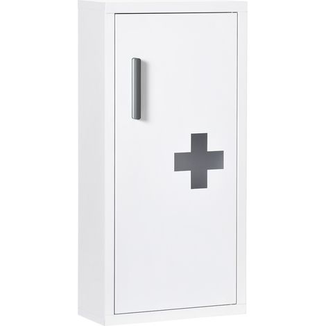 Armario medicinal de pared blanco de acero con 3 compartimentos y cierre magnético (1/5)