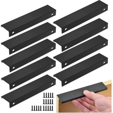 10er-Pack schwarze Griffe, schwarze Möbelgriffe – Aluminiumlegierung, 96 mm Achsabstand, 10 Griffe + 20 Schrauben, FLITI