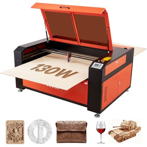 Graveur Laser CO2 130 W Machine à Graver Laser CO2 1400x900 mm, Machine de Gravure et Découpe Autofocus, Passage Bidirectionnel, Compatible avec LightBurn, pour Bois Cuir, avec Assistance d'Air (1/5)
