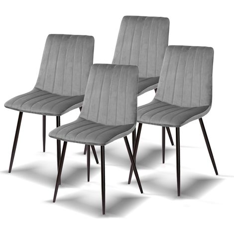 Chaise, Métal Tissu, Gris Pierre, 44cm (ancho) x 55cm (Fondo) x 88,5cm (Alto) (1/5)