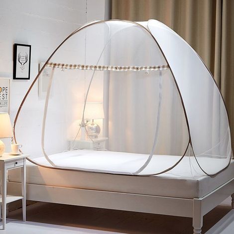 Moustiquaire de Lit Pliable Pop Up Grand Moustiquaire Tente en Forme de Dôme Porte Simple Camping Mosquito Rideau Facile à In (1/4)