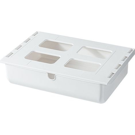 Cajón bajo el escritorio, caja de almacenamiento para cajones, organizador de cajones adhesivo, para oficina, caja de cajones oculta blanca (1/5)