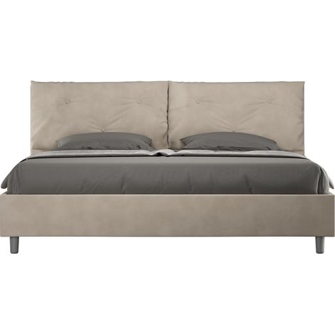 Letto matrimoniale king size contenitore imbottito 200x200 microfibra sabbia Appia Large