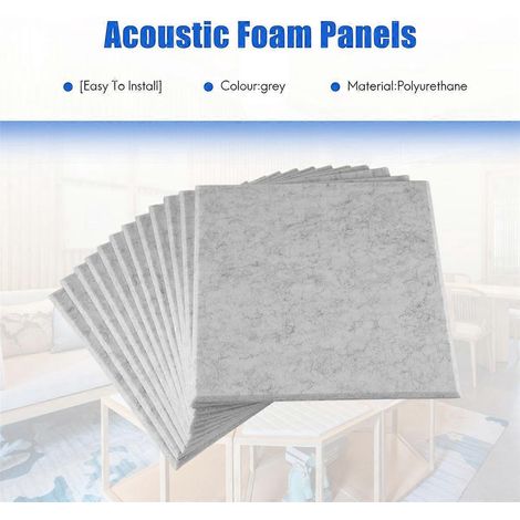 Panneaux acoustiques auto-adhésifs, paquet de 12, 12 x 12 x 0,4 pouce, gris (1/5)