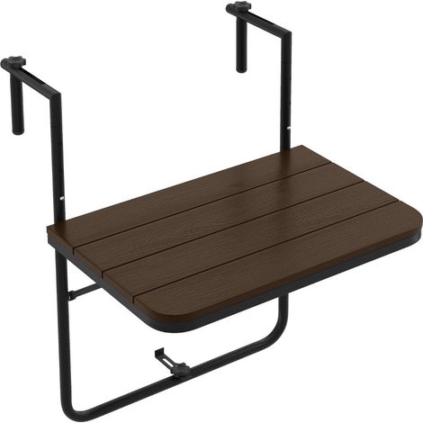 Tavolo pieghevole sospeso 62,5 x 60 x 73/78,5/84 cm ergonomico antiruggine design moderno in marrone 200013898