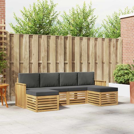 vidaXL Outdoor-Sofagarnitur 6 pcs Weiß und Anthrazit (1/5)