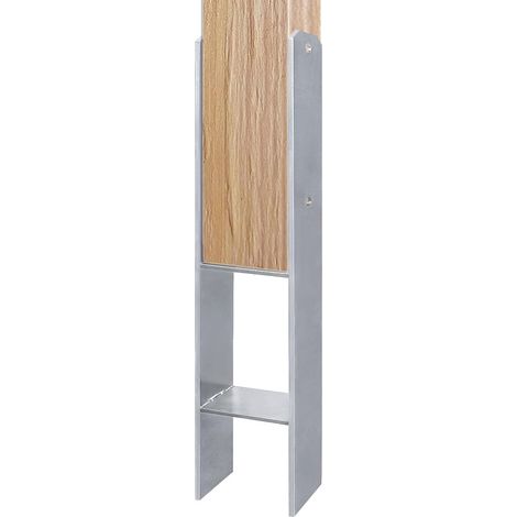 Lot de 2 supports de poteau en H - Galvanisés à chaud - 121 mm - Ancrage en H - Galvanisé à chaud - Longueur : 600 mm - Épaisseur du matériau : 5 mm (2 pièces de 121 mm) (1/5)