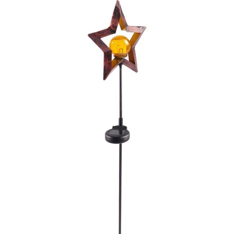 Solar Metall-Gartenstecker 95cm LED Glaskugel Gartendeko Stern oder Mond - Stern