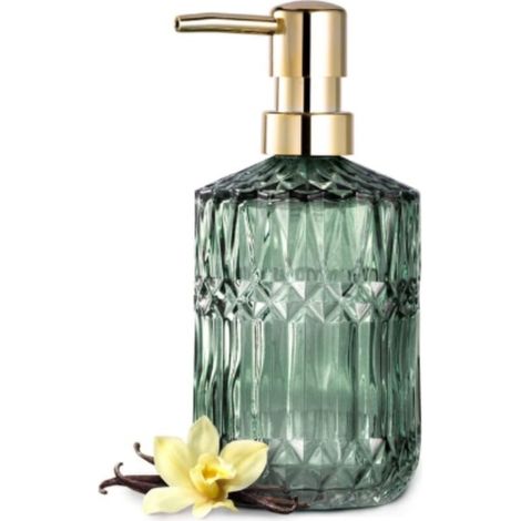 Glass soap dispenser with ABS plastic pump, lotion dispenser for kitchen and bathroom (green)