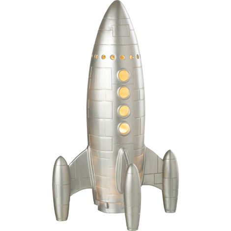 Grande lampe à poser fusée argentée 43 cm (1/5)