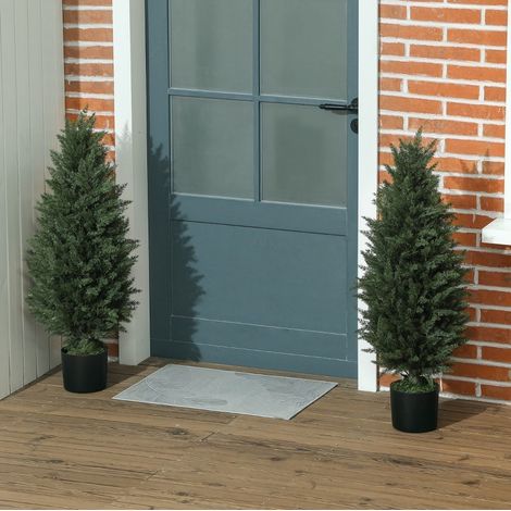 Planta artificial de ciprés 90 cm, lote de 2, en maceta, resistente a los UV, verde DESVIAE (1/5)