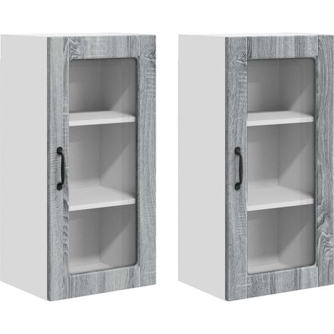 Maison Exclusive - Armario de vidrio para pared LUCCA 2 pcs Gris