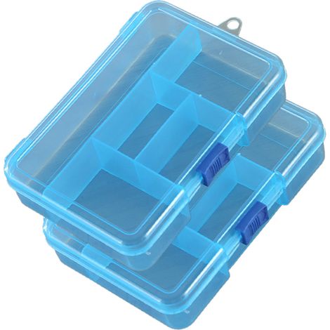 Boîte de rangement transparente à 5 compartiments avec fermeture à glissière, idéale pour ranger bijoux et articles de papeterie. (1/5)