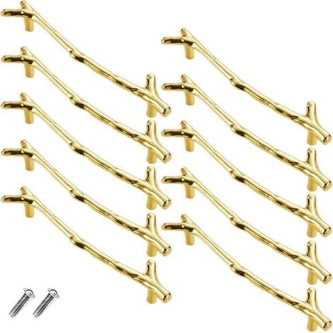Lot de 10 boutons de tiroir vintage en alliage de zinc pour armoire, tiroir, maison de campagne, chalet(128mm,or) (1/5)