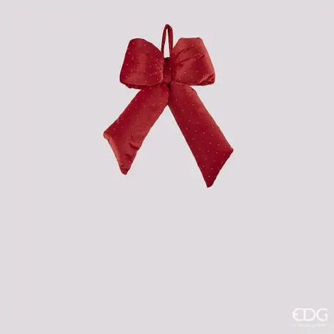 EDG Enzo De Gasperi Fiocco Natalizio in Velluto Rosso Glitter H30x20 cm – Decorazione di Natale (1/2)