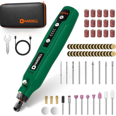 Mini Outil Rotatif Multifonction Sans Fil, 69 Pièces, 5 Vitesses 5 000–18 000 tr/min, Mini Perceuse et Stylo de Gravure USB-C avec LED, pour Gravure, Ponçage, Polissage, Perçage et Bricolage (1/5)