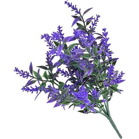 10 künstliche Blumen, künstlicher Blätterstrauß, Plastikpflanzen, Foto-Requisiten für drinnen und draußen, Blau-Lila (1/5)