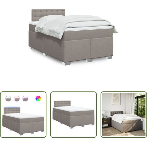 Matelas à ressorts ensachés - Sommier à lattes de lit avec matelas taupe 120x190 cm tissu (1/5)