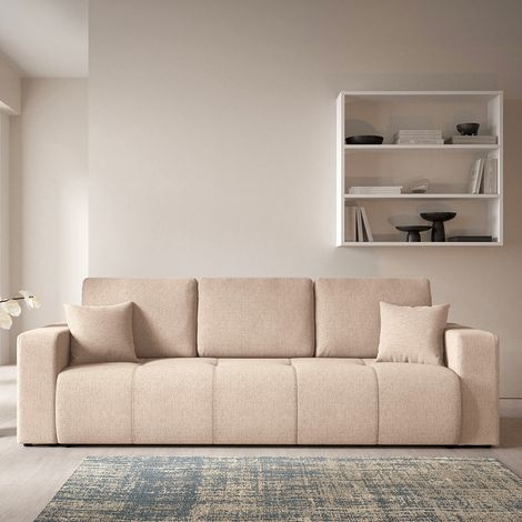 3-Sitzer-Sofa mit Schlaffunktion und Stauraum Vasco Beige (1/5)