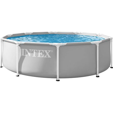 Round Garden Frame Pool 305x76 cm, Gray, 4485L Capacity