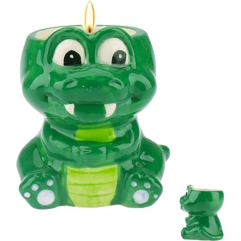 Candela di soia alla vaniglia in un barattolo di ceramica a forma di coccodrillo, idea regalo (1/4)