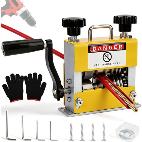 Denudeuse de Cable Electrique, Machine a Denuder le Cuivre avec 9 Trous pour Câble de 2-17 mm, Denudeur Cable Electrique avec Manivelle ou Perceuse, pour le Recyclage des Fils (Jaune) (1/5)