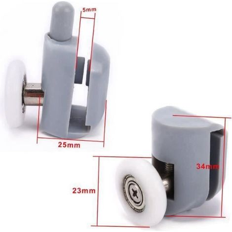 Galet ajustable pour porte de douche, double rouleau roulette de rechange, salle de bain, 23 mm, lot de 8 pièces (1/3)