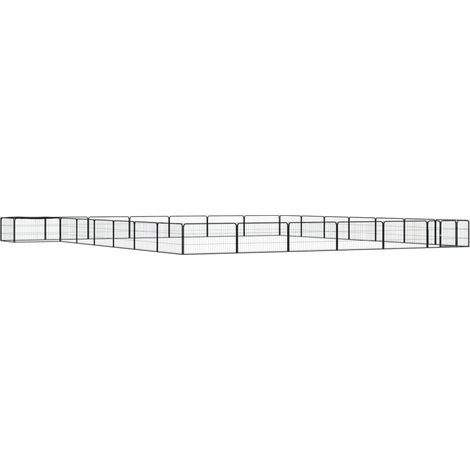 28-tlg. Hundelaufstall Schwarz 100x50cm Stahl Pulverbeschichtet
