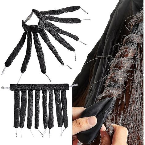 Lot de 2 bigoudis spirales sans chaleur - Rouleaux de nuit pour des boucles pieuvre, noirs (1/5)