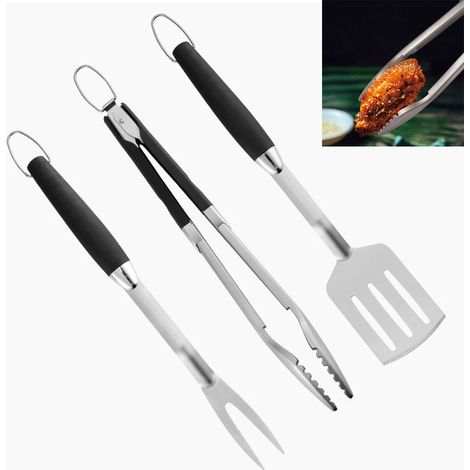 Kit d'accessoires de barbecue 3 pièces : pince à barbecue, spatule et fourchette aiguisée. - AquaForge (1/5)
