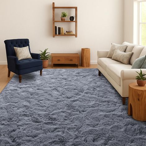 Tapis Shaggy Salon Chambre Poils Longs, Gris, 240x300 cm Uni, Doux et moelleux, Antidérapant, Lavable en machine, Pour chambre d’enfant, chevet, salle de jeux, dortoir, bureau (1/5)