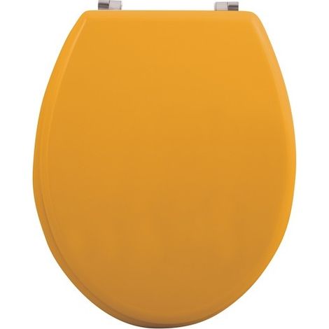 MSV – Abattant wc MDF safran mat – Charnières inox – Surface hygiénique facile à nettoyer – Résistant à l'humidité – Dimensions 43/45x37x5,6cm (1/5)