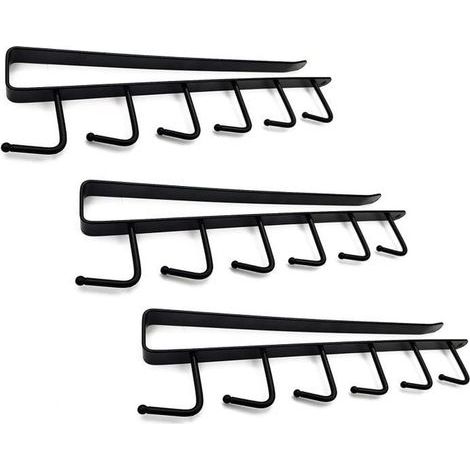 Porte tasse suspendue - Non spécifié - 3PCS - Métal noir - Installation sans perçage - Style industriel (1/4)