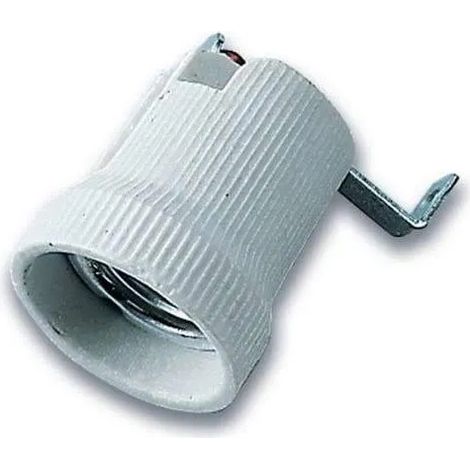 Douille ampoule E27 porcelaine avec support de fixation métallique