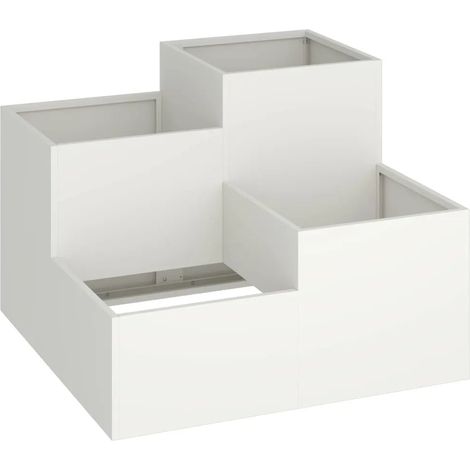 Cache-pot rectangulaire moderne pour jardin 100 x 100 x 60 cm ambiance chic en acier blanc