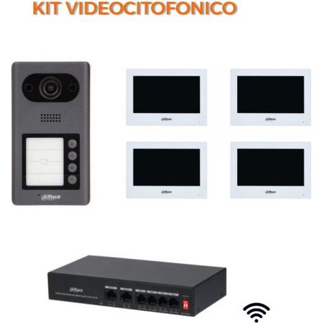 Dahua Kit videocitofonico IP - Wi-Fi Posto esterno VTO3211D-P4-S2 + Switch PFS3006-4ET-36 + Monitor 7" VTH2621GW-WP Nr.04 Monitor