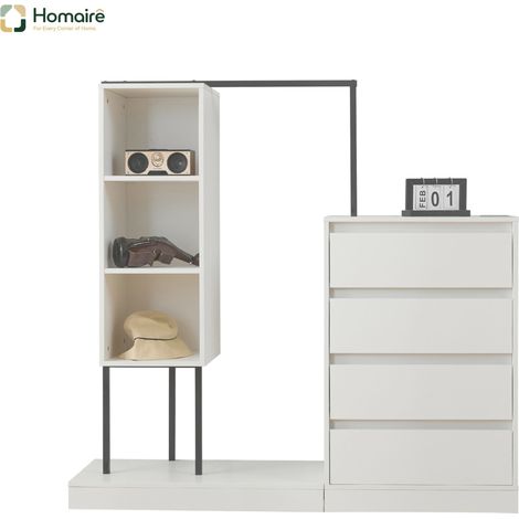 Buffet en tissu blanc avec rangement 140 x 40 x 135 cm HOMAIRE (1/5)