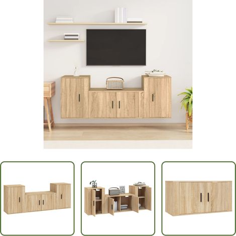 Meuble tv chêne sonoma - Ensemble de meubles TV 3 pcs Chêne sonoma Bois d'ingénierie (1/5)