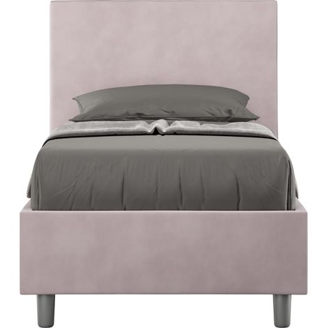 Letto Singolo rivestito in Microfibra - ADELE - Tipologia Letto: Senza Rete - Colore: Glicine - Dimensione Rete: 90x190 (1/4)