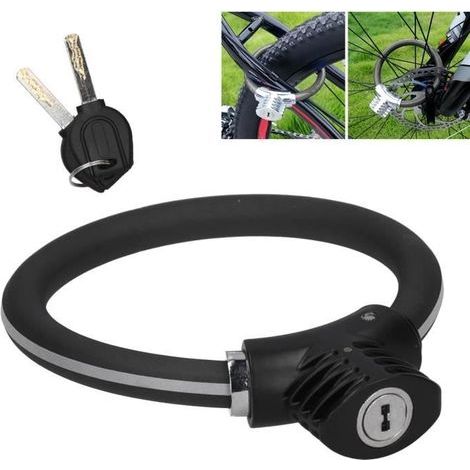 Mini Anneau de Verrouillage de Vélo Câble de Vélo Accessoire en alliage de zinc (Noir mat réfléchissant) (1/4)