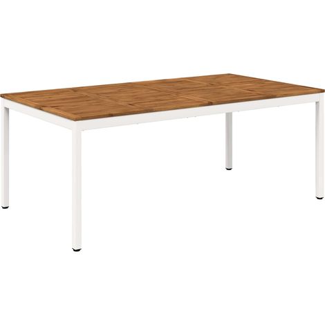 Table de dîner de jardin Naturel et Blanc 196 x 100,5 x 75 cm vidaXL