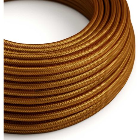 Creative-Cables Cavo elettrico rivestito in tessuto, 2 x 0,75 mm², 1 m, Whiskey RM22, Rotondo effetto seta