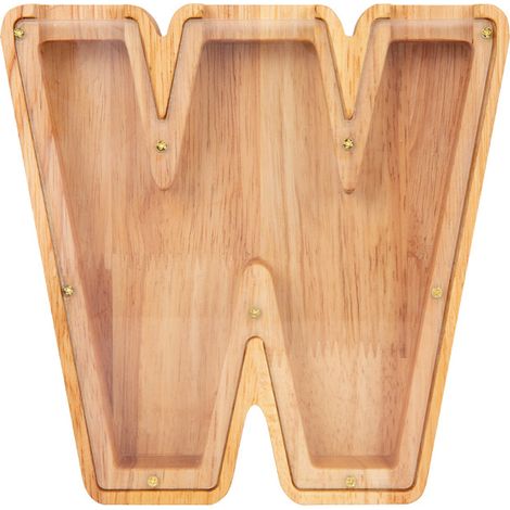 Tirelire Créative en Bois Forme Lettre, Coffre à Monnaie Transparent en Forme de Cochon (1/2)