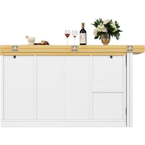 Îlot de cuisine rangement intégré meuble de cuisine rotation à 360° porte-bouteilles amovible support poubelle étagères latérales (1/5)
