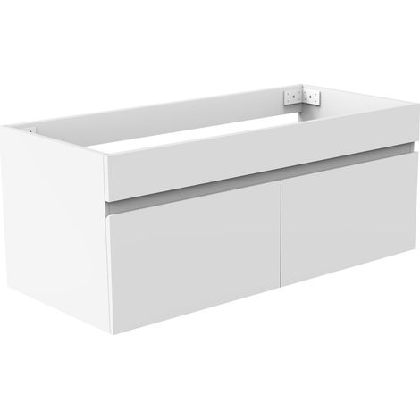 Aica Ensemble de meuble Salle de Bain de rangement + 2 portes ouvrantes, 99 x 45 x 40 cm, Blanc，sans vasque