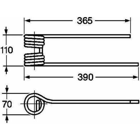 Dente Girello DX 390mm Filo 9,5 Kuhn 58740700