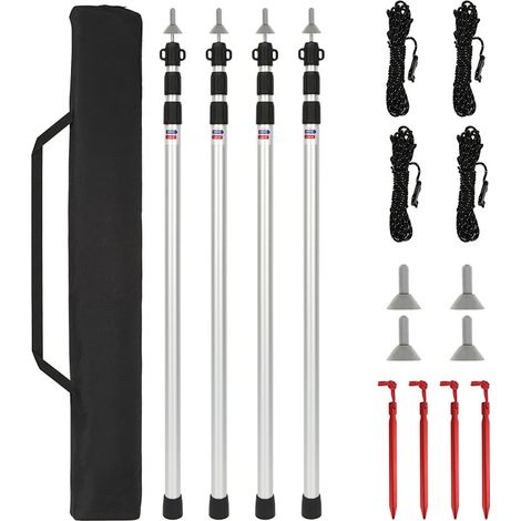 Jiubiaz Accessori per gazebo e padiglione – 4 pali telescopici per tenda, altezza regolabile 88–234 cm