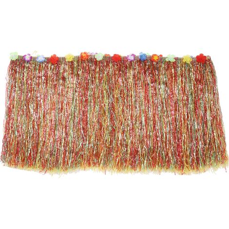 Jupe de table hawaïenne colorée avec motifs floraux pour fêtes estivales, décoration de jardin et plage (Multicolore) (1/3)