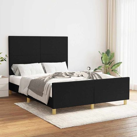 Cadre de lit sans matelas noir 140x190 cm tissu (1/5)