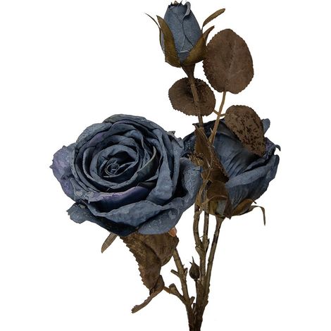 Rose Artificielle Bleue en Plastique Branche Fleurie Décoration Intérieure 70 cm - PANGIVO (1/2)